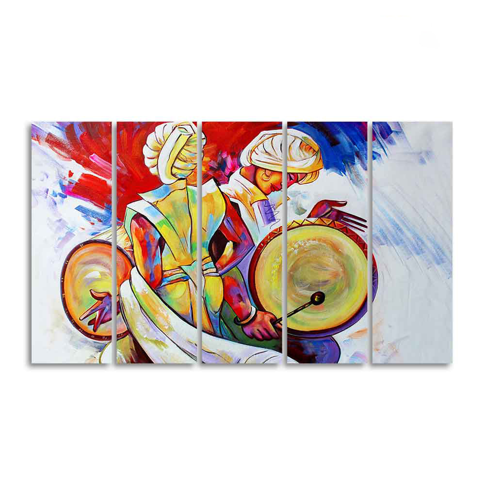 Abstract Art Folk Dance Wall Painting of Five Pieces