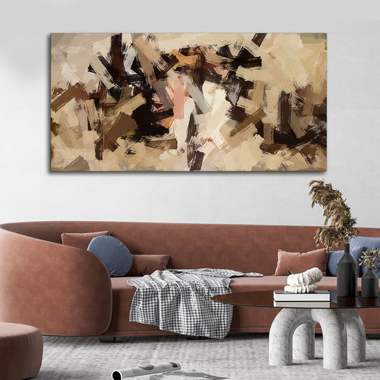 Abstract Art in Beige and Brown color Strokes Canvas Wall Painting