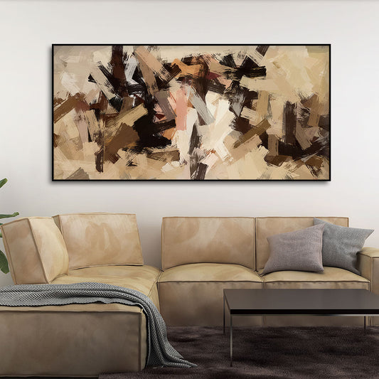 Abstract Art in Beige and Brown color Strokes Canvas Wall Painting