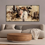 Abstract Art in Beige and Brown color Strokes Canvas Wall Painting
