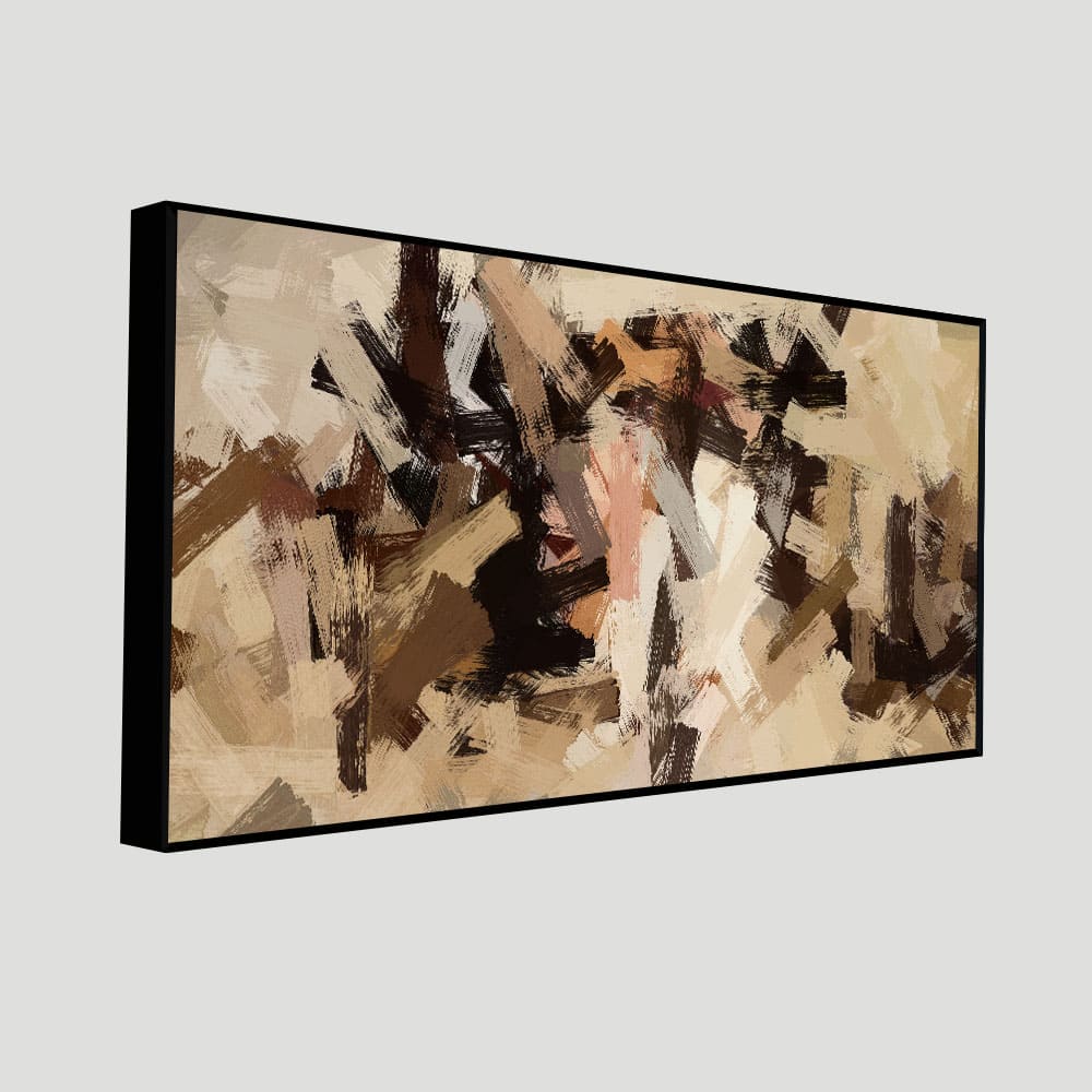 Abstract Art in Beige and Brown color Strokes Canvas Wall Painting