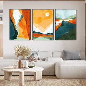 Abstract Art Landscape Floating Canvas Wall Painting Set of Three