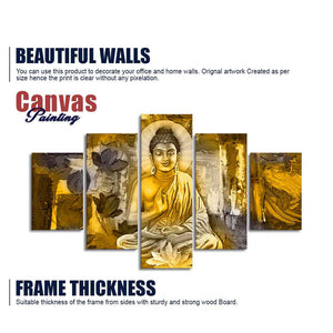 Abstract Art Meditating Lord Buddha Wall Painting Five Pieces