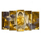 Abstract Art Meditating Lord Buddha Wall Painting Set of Five Pieces