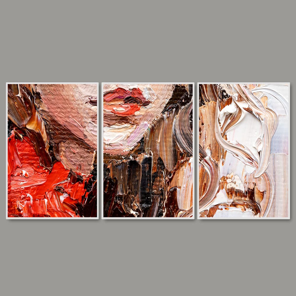 Abstract art of Beautiful Girl Face Floating Canvas Wall Painting Set of Three