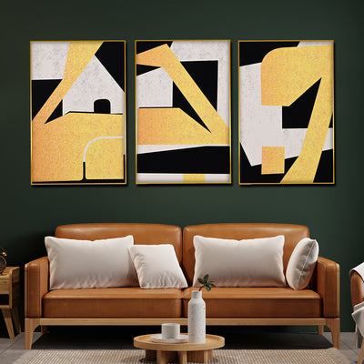 Abstract Art of Geometric Framed Crytal Glass Painting