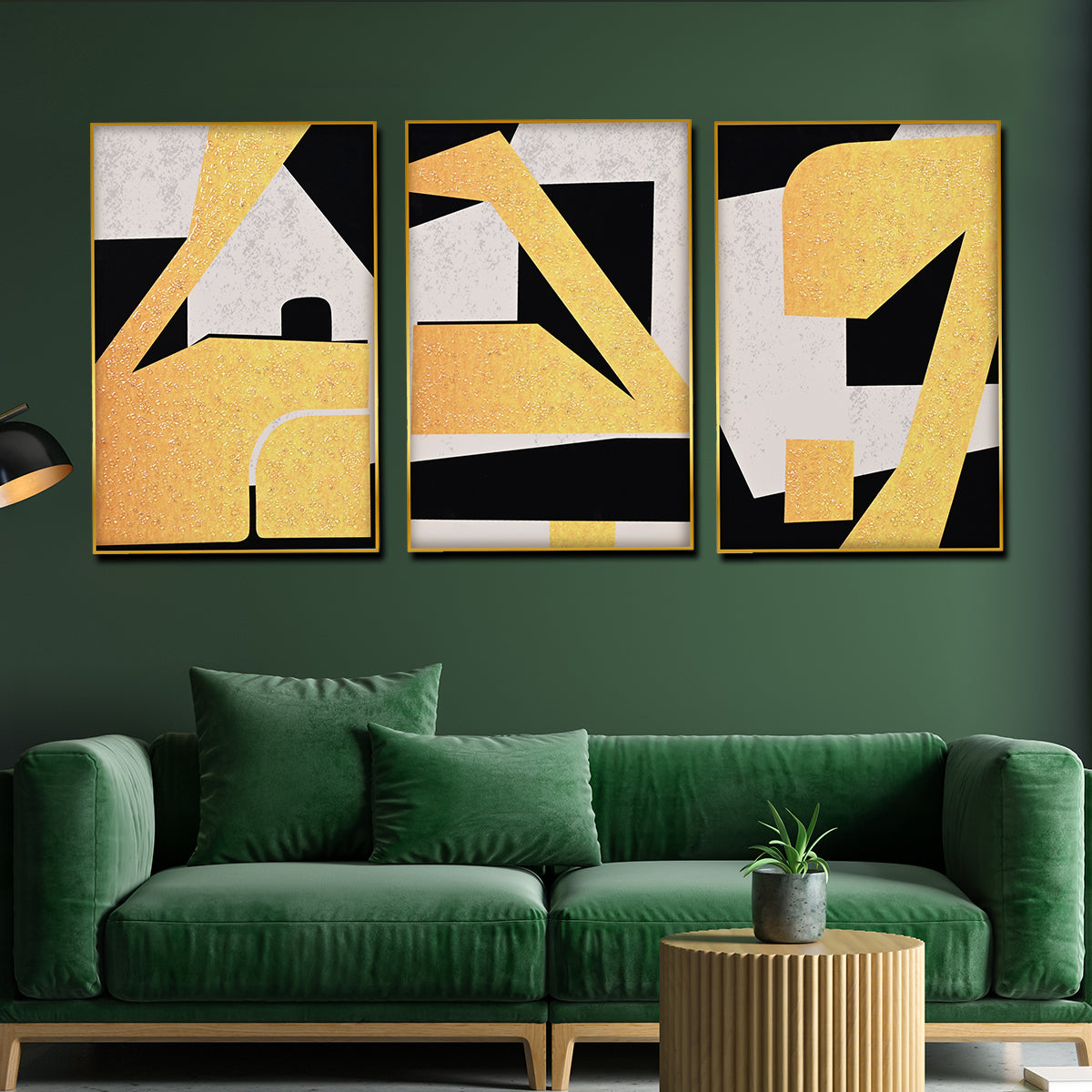 Abstract Art of Geometric Framed Crytal Glass Painting