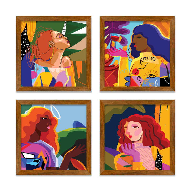 Abstract Art Portraits Wall Frame Set of Four