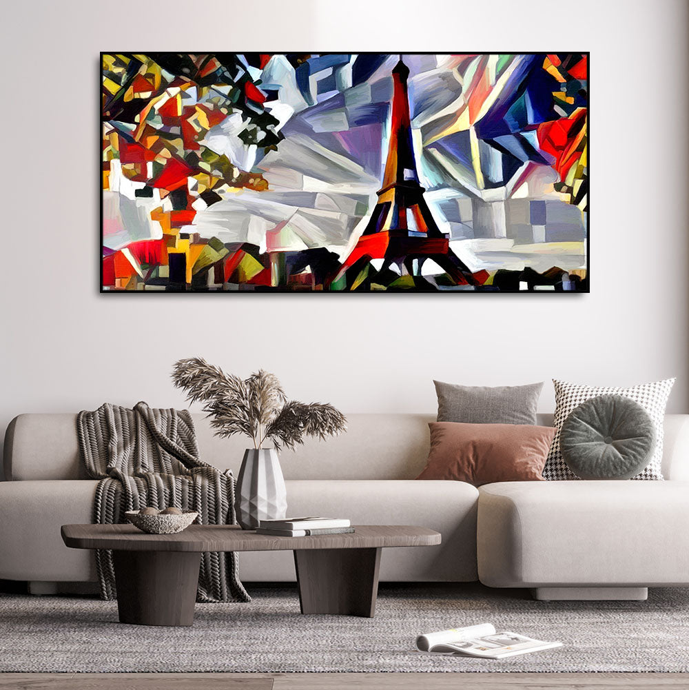 Abstract Art Premium Canvas Painting of Eiffel Tower in Paris