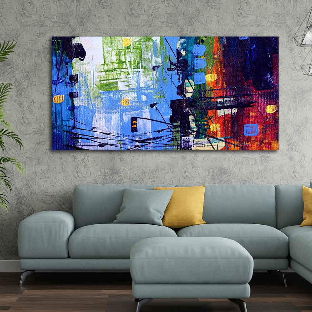 Abstract Art Premium Canvas Wall Painting of Cityscape