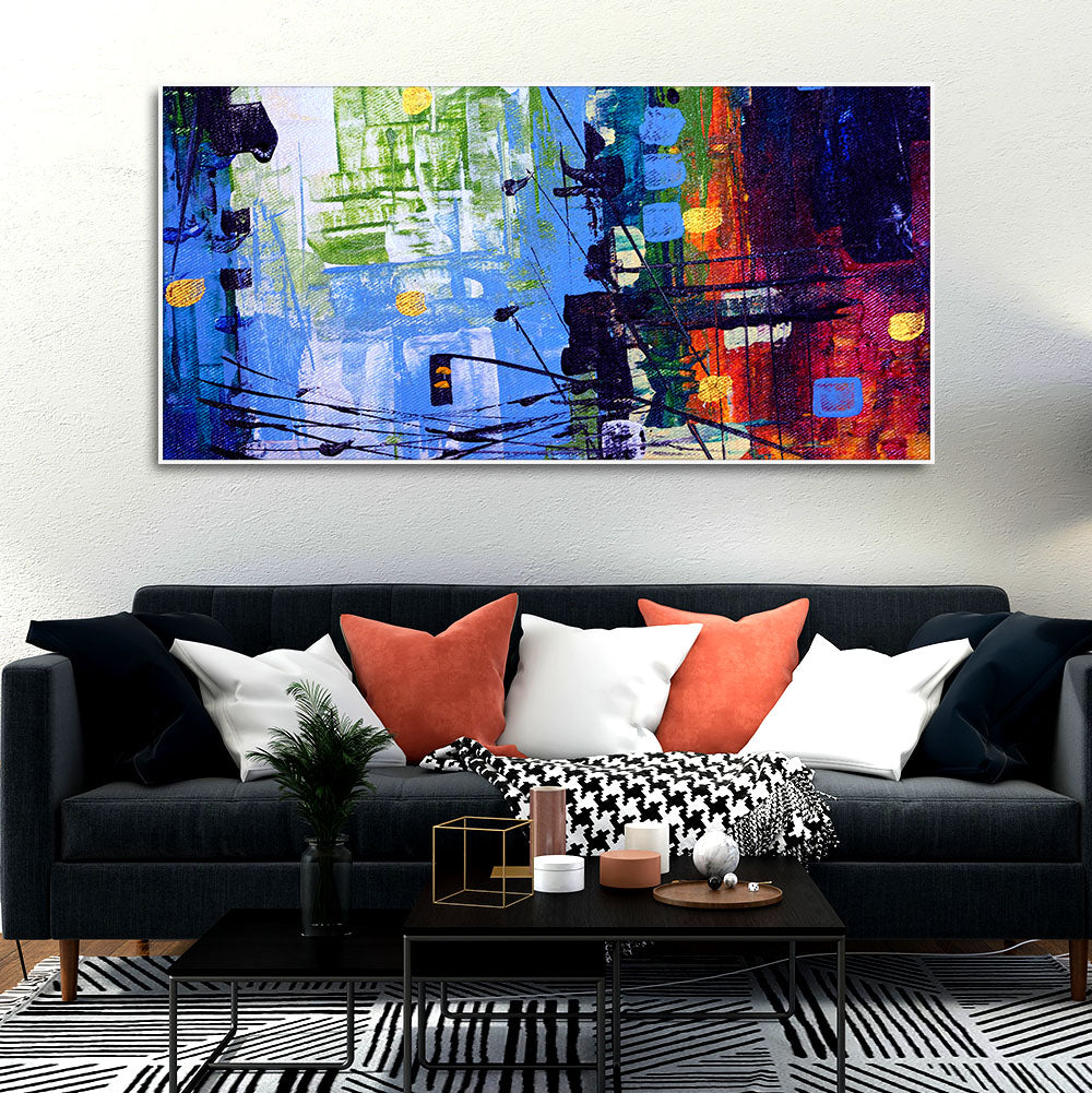 Abstract Art Premium Canvas Wall Painting of Cityscape