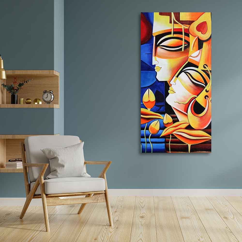 Abstract Art Radha Krishna Canvas Wall Painting