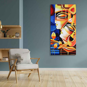 Abstract Art Radha Krishna Canvas Wall Painting