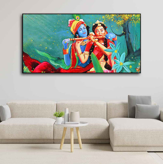 Abstract Art Radha Krishna Wall Painting