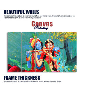 Abstract Art Radha Krishna Wall Painting of Five Pieces