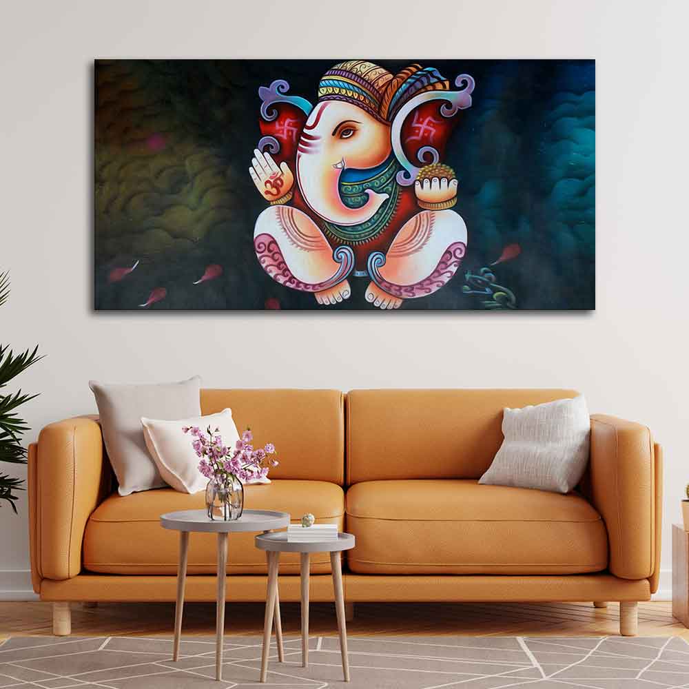 Abstract Art Shri Ganesha Canvas Wall Painting