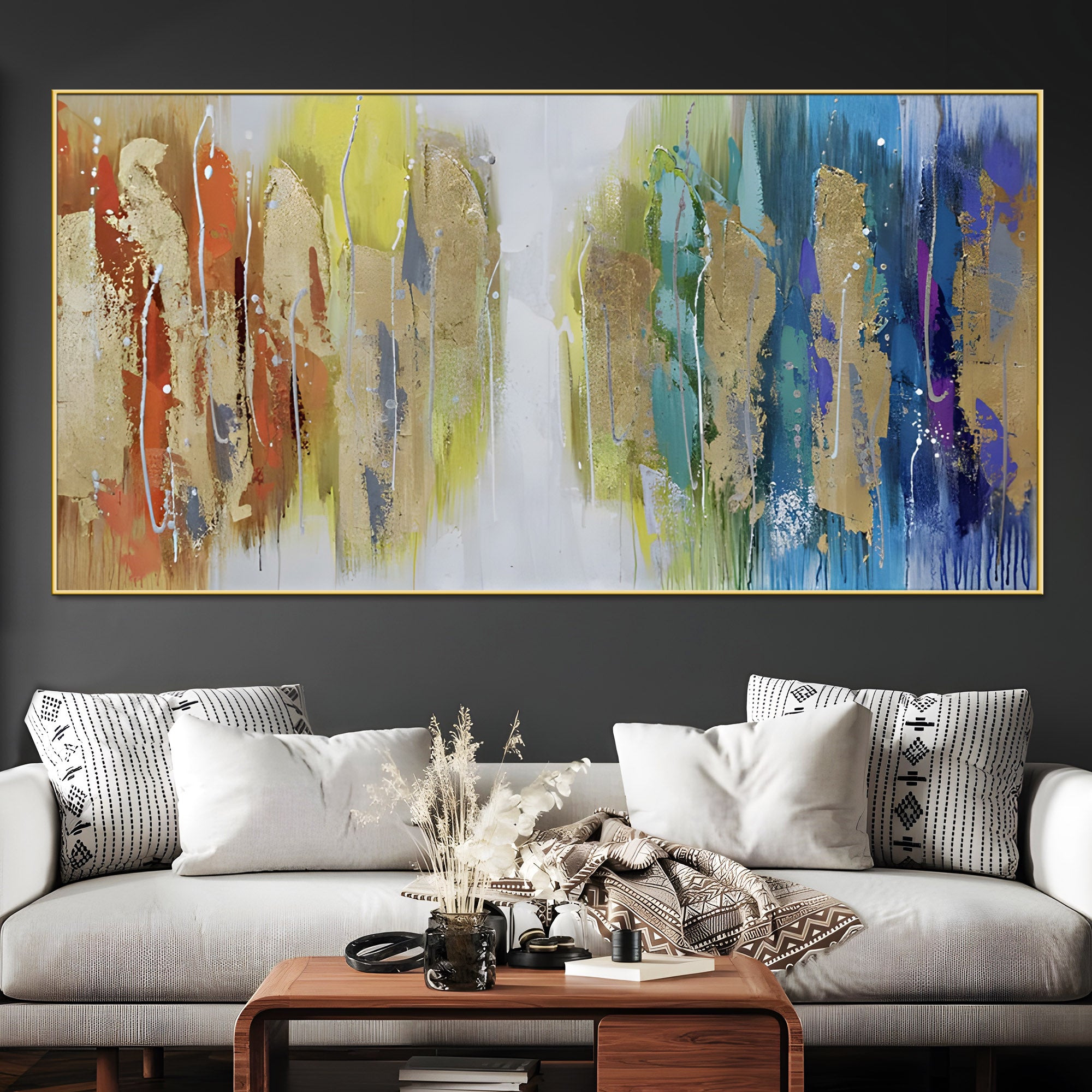 Abstract Art Textures Painted Wall Painting with Floating Frame