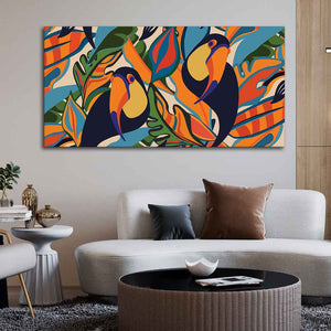 Abstract Art Toucans Wall Painting