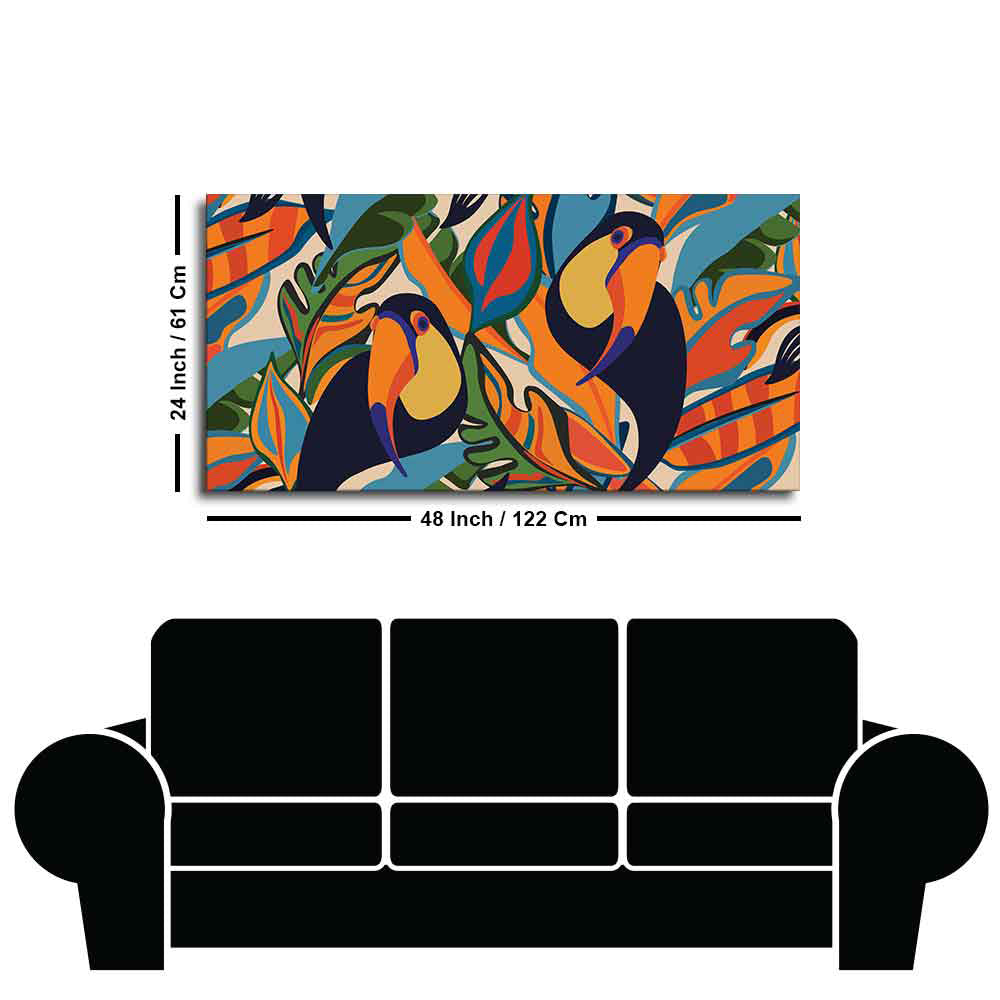 Abstract Art Toucans Wall Painting