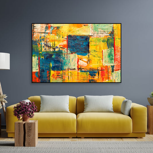 Abstract Art Wall Painting Floating Canvas