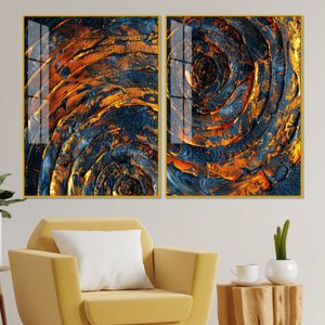 Abstract Background Geometric Art Pattern Acrylic Floating Wall Painting Set Of 2