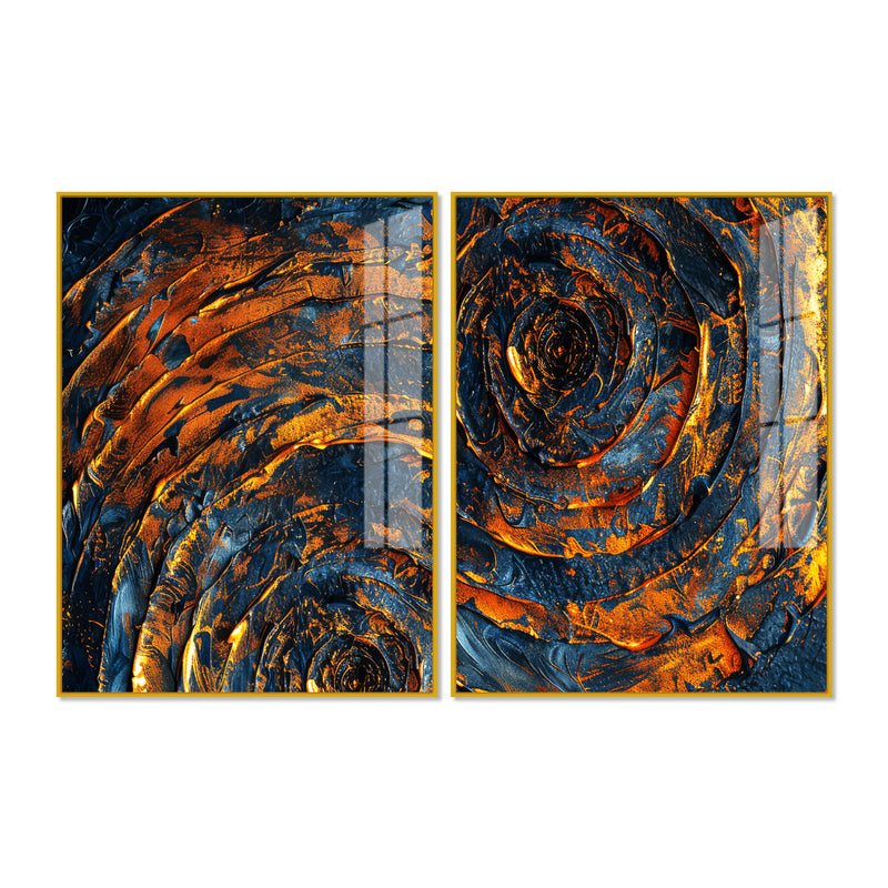Abstract Background Geometric Art Pattern Acrylic Floating Wall Painting Set Of 2