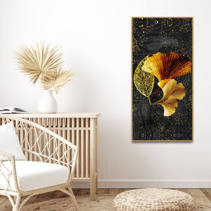 Abstract Black Gold Ginkgo Leaf Canvas Wall Painting