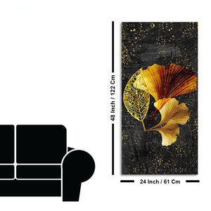 Abstract Black Gold Ginkgo Leaf Canvas Wall Painting