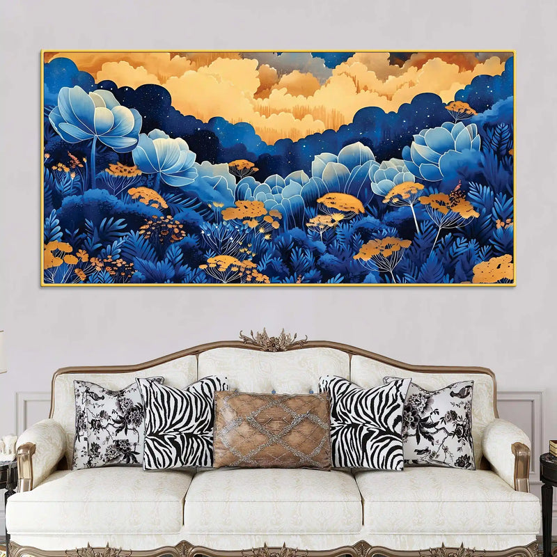 abstract-blue-floral-canvas-wall-painting-for-living-room