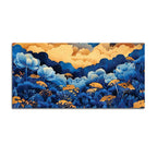 Abstract Blue Floral Canvas Wall Painting for Living Room