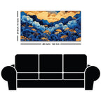 Abstract Blue Floral Canvas Wall Painting for Living Room
