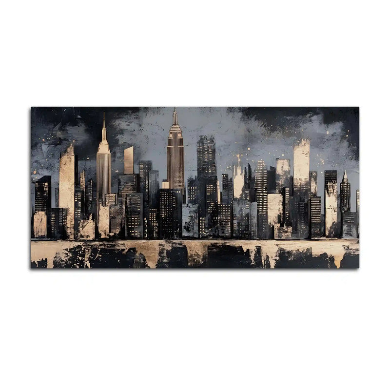 Abstract City Skyline Canvas Painting for Office Home Decor