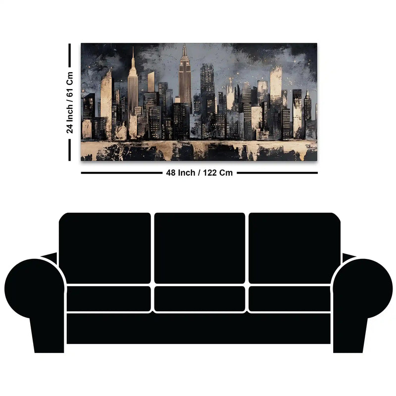 Abstract City Skyline Canvas Painting for Office Home Decor