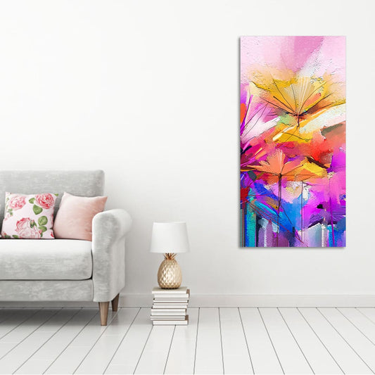 Abstract Colorful Acrylic Painting of Beautiful Flowers