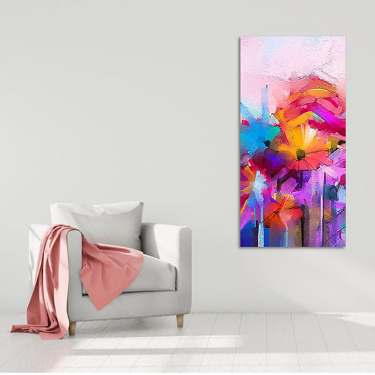 Abstract Colorful Acrylic Painting of Flowers