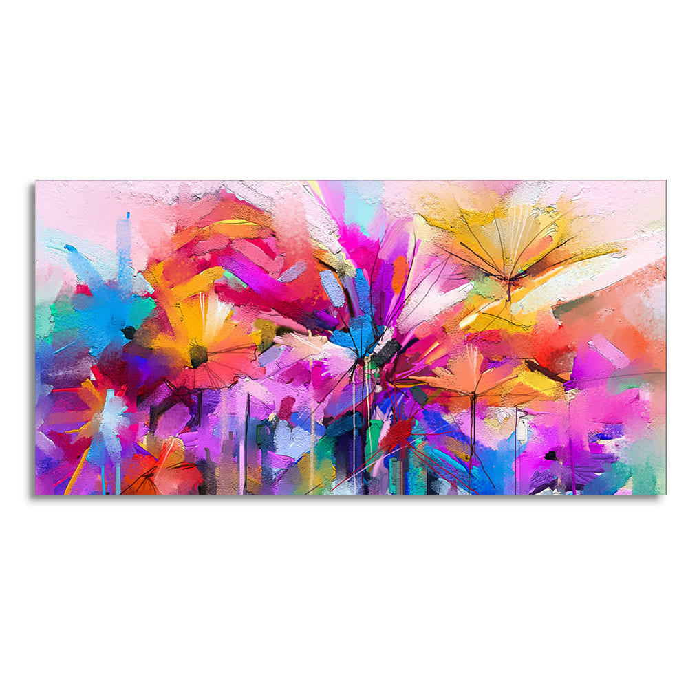 Abstract Colorful Acrylic Painting of Spring Flower