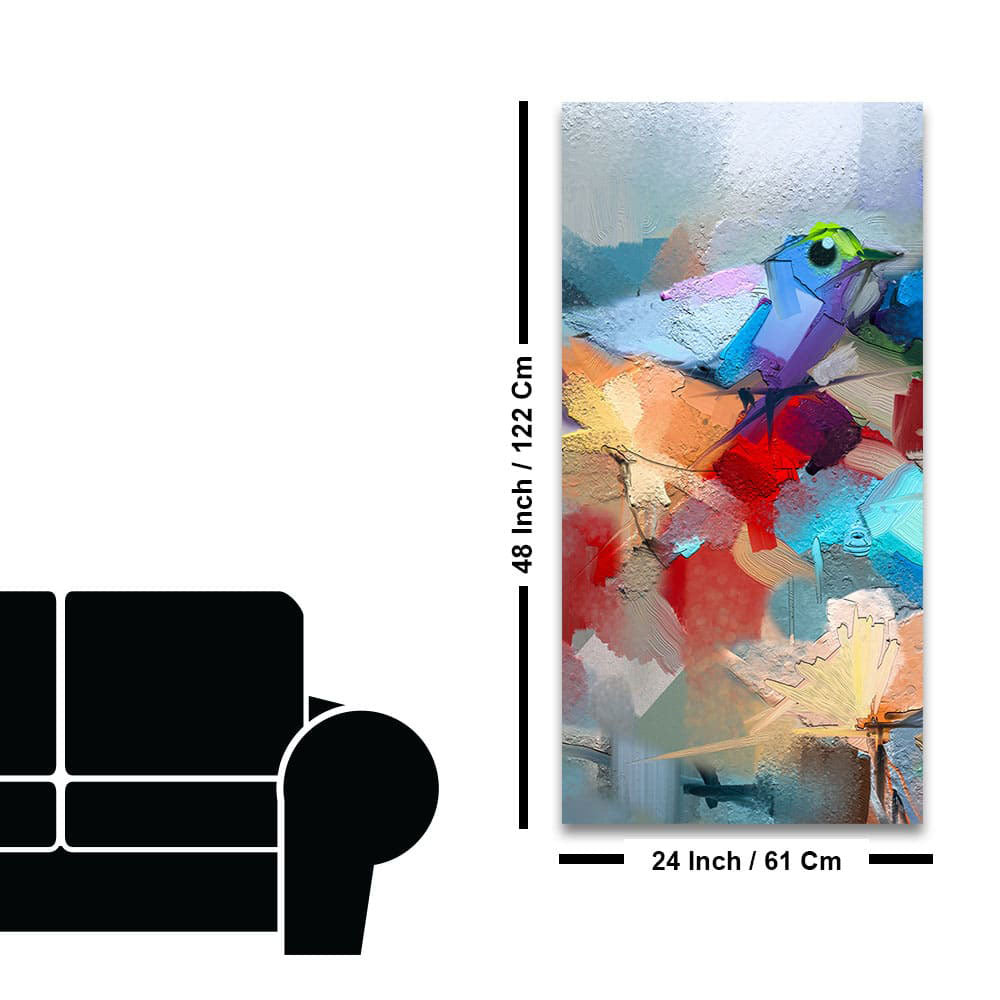 Abstract Colorful Bird and Flower Canvas Wall Painting