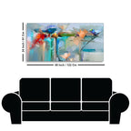 Abstract Colorful Canary Bird with Flowers Canvas Wall Painting