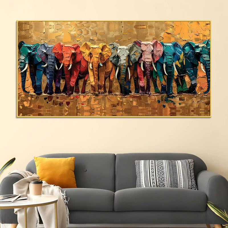 Abstract Colorful Elephant Canvas Wall Painting