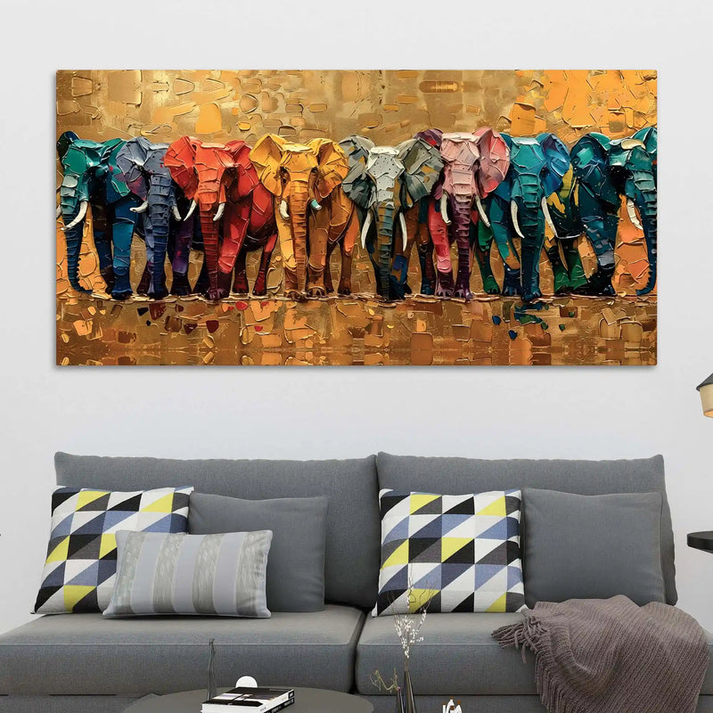 Abstract Colorful Elephant Canvas Wall Painting