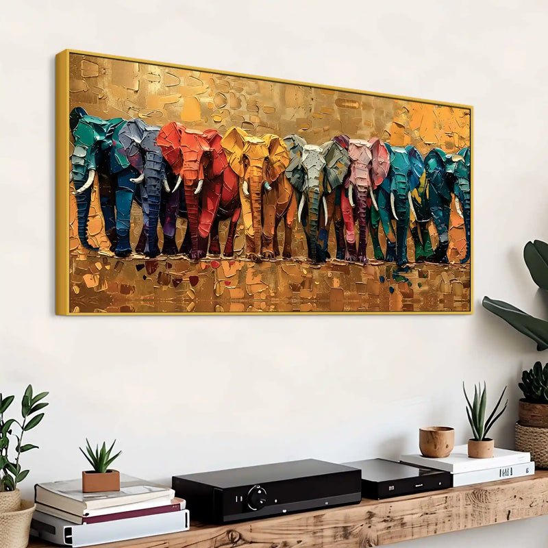 Abstract Colorful Elephant Canvas Wall Painting