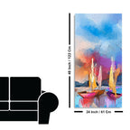 Abstract Colorful Sea Sailing Boats Canvas Wall Painting