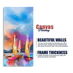 Abstract Colorful Sea Sailing Boats Canvas Wall Painting
