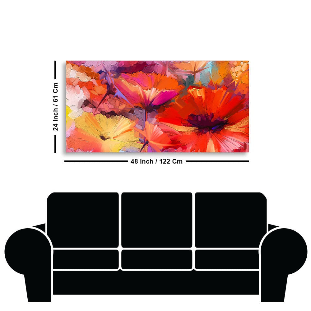 Abstract Colorful Composition of Vibrant Spring Floral Canvas Wall Painting