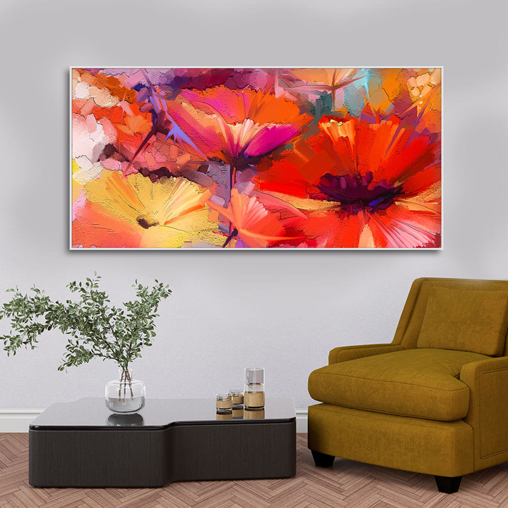 Abstract Colorful Composition of Vibrant Spring Floral Canvas Wall Painting