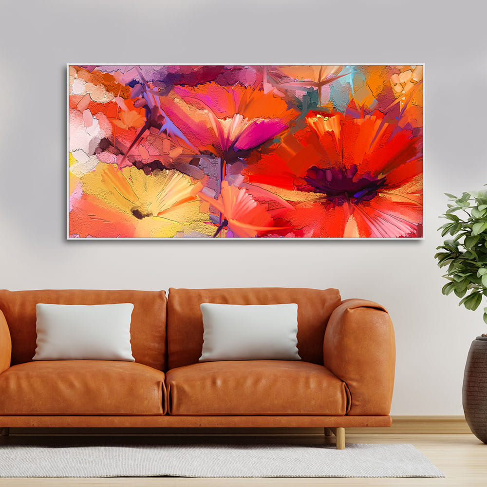 Abstract Colorful Composition of Vibrant Spring Floral Canvas Wall Painting