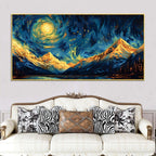 Abstract Cosmic Sky Mountain Canvas Painting for Home Décor
