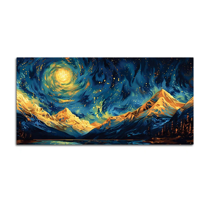 Abstract Cosmic Sky Mountain Canvas Painting for Home Décor