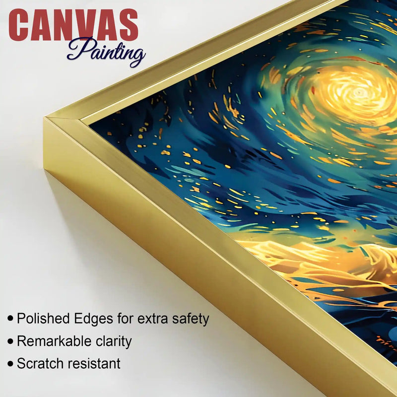 Abstract Cosmic Sky Mountain Canvas Painting for Home Décor