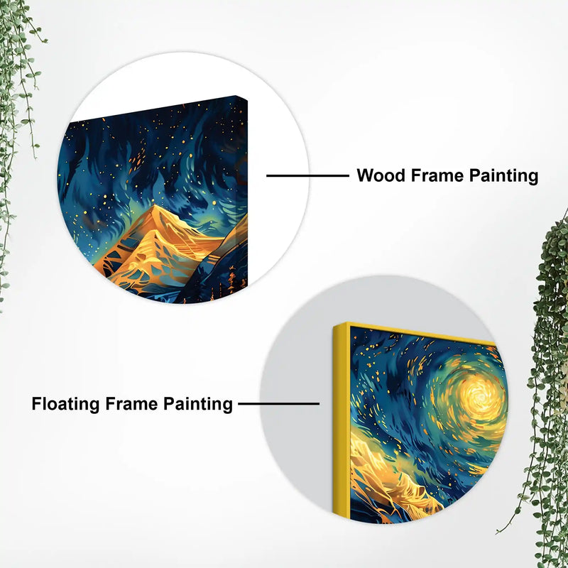 Abstract Cosmic Sky Mountain Canvas Painting for Home Décor